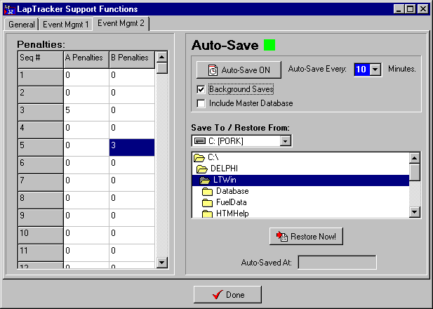 LapTracker v/32 Penalty page