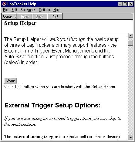 LapTracker v/32 Setup help page
